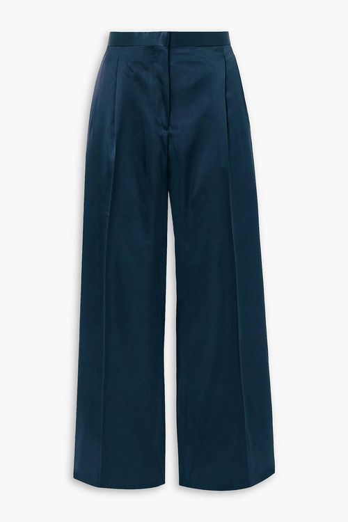 Silk-satin twill straight-leg pants