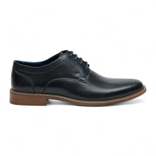 Ben Sherman Men's Black Leather Polished Plain Formal Derby Shoes - Black
