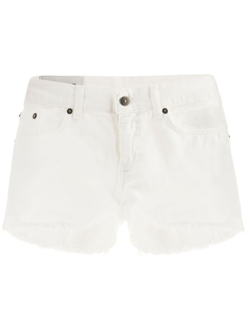 Logo-plaque denim mini shorts - White