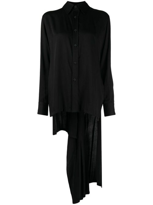 Pleated high-low hem shirt - Black