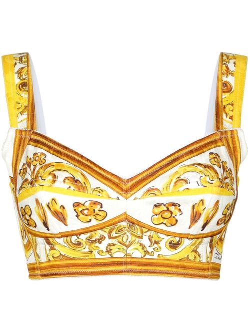 Yellow Majolica Corset Top - Women's - Cotton