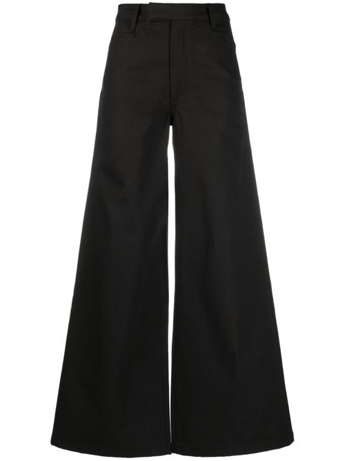 Wide-leg cotton trousers - Black