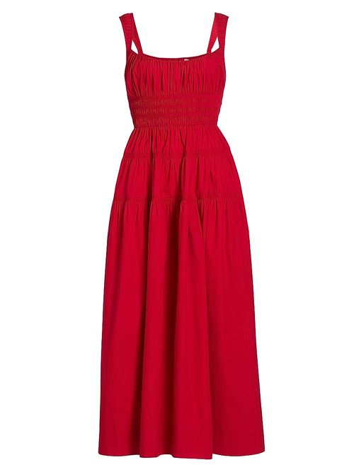 Women's Clover Fit & Flare Cotton Midi-Dress - Deep Tomato