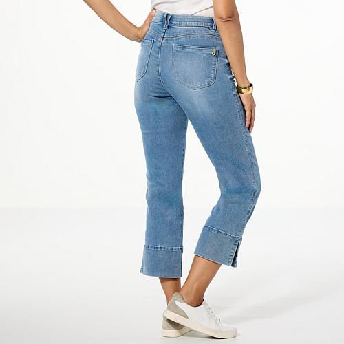 """Ab""solution® High-Rise Kick Flare Jean with Slits - Blue