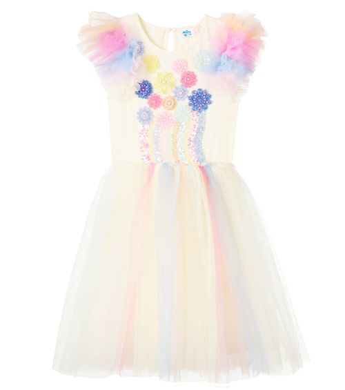 Sun Ray embellished cotton tulle dress