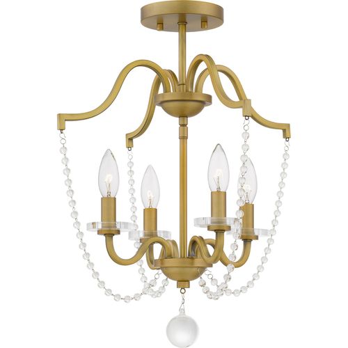 Sunday 4-Light Semi-Flush Mount in Aged Bra