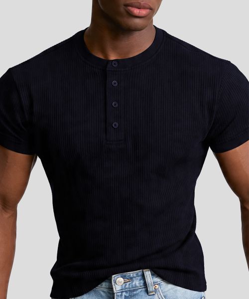 Premium Muscle Fit Henley Neck Half T-Shirt