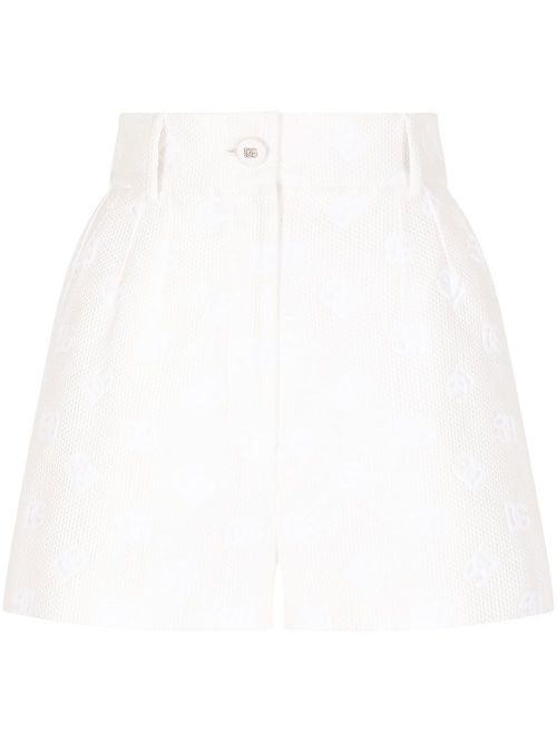 Logo jacquard high-waisted shorts - White