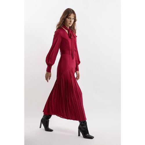 Karen Millen Women's Forever Jersey Ponte Georgette Mix Midi Dress in Plu
