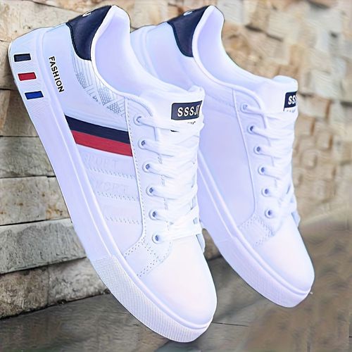TEMU A Pair Of Men's Skateboard Shoes, Athletic Footwear, Streetwear Shoes, Urban Fashion, Trendy Sneakers, Breathable Pu Upper, Durable Pvc Sole