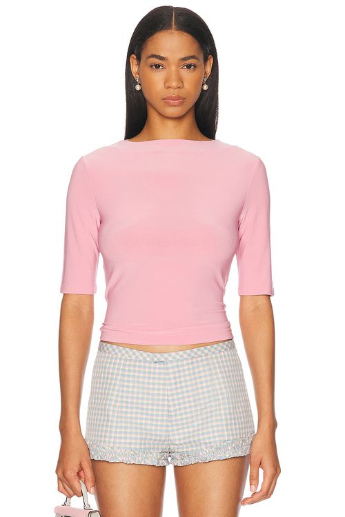 Sandy Liang Quill Top in Pink - Pink.  XS also in