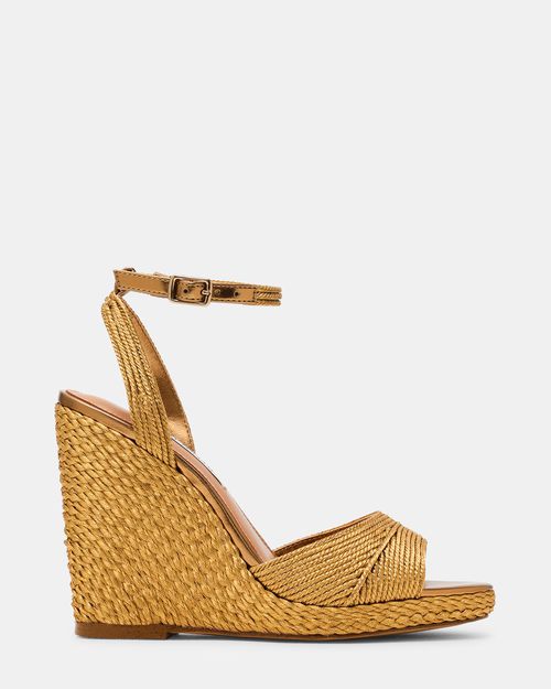 Steve Madden Women's Devin Espadrille Sandals - Bronze Raffia - - Leather