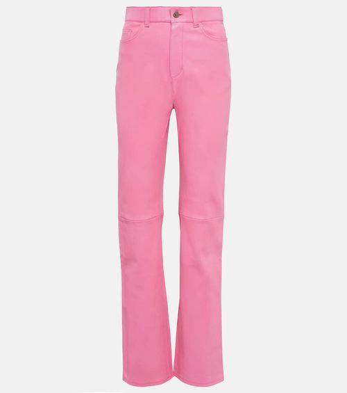 Terry high-rise straight leather pants
