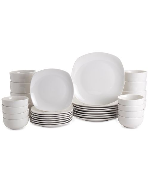 Soft Square 32 Pc. Dinnerware Set, Service for 8 - White