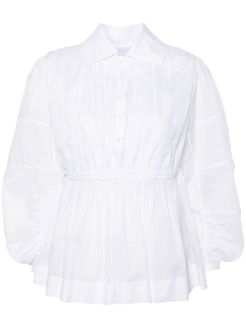 Pleated poplin shirt - White