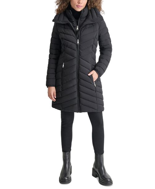 Women's Bibbed Packable Puffer Coat - Black