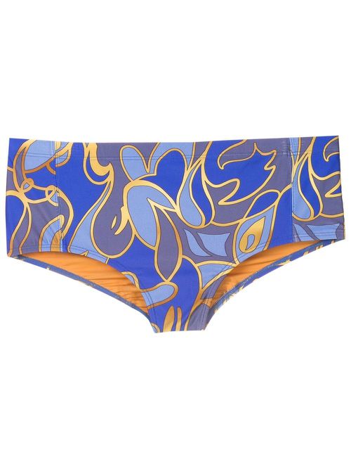 Abstract-print slip-on swim trunks - Blue