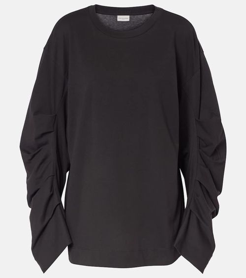 Ruched cotton jersey sweatshirt