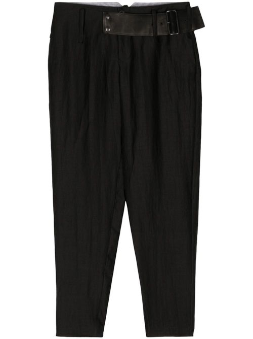 Belted tapered trousers - Black