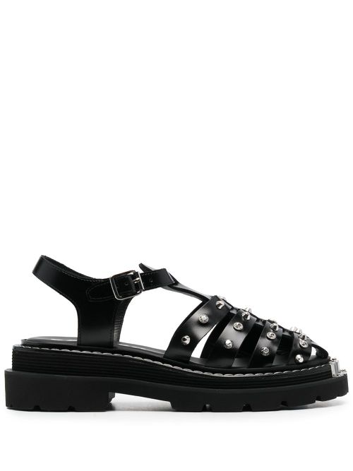 Lys studded leather cage sandals - Black