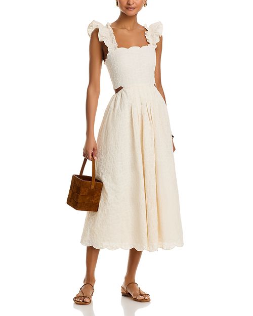 Embroidered Scallop Trim Dress - Exclusive