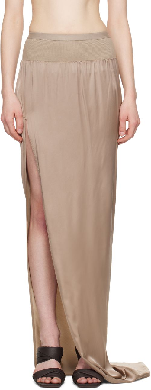 Rick Owens Taupe Hollywood Slit Maxi Skirt