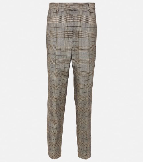 Checked wool and cotton-blend pants