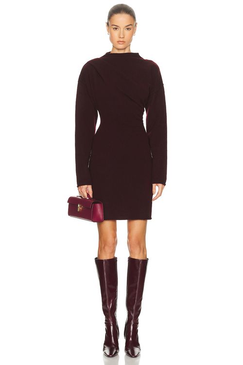 Helmut Lang Slouchy Dress in Burgundy - Burgundy. L also in M