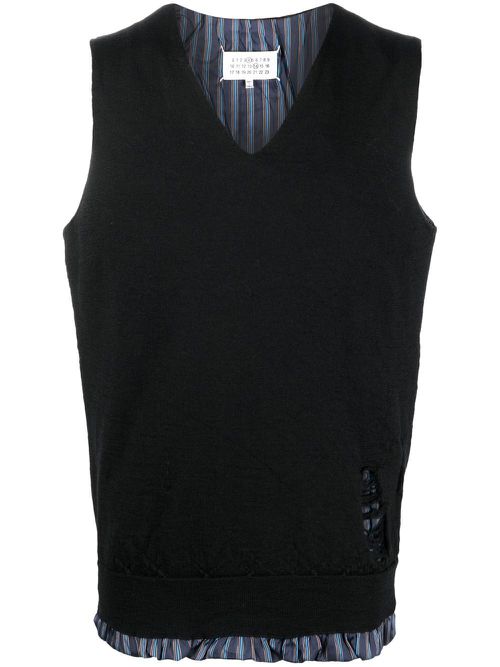 Ruched V-neck vest - Blue