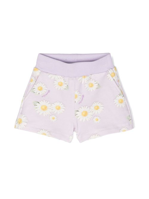 Daisy-print stretch-cotton shorts - Purple