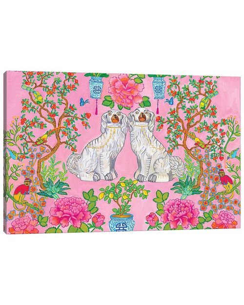 Staffordshire Dogs Chinoiserie In Pink By Green Orchid Boutique Wall Art