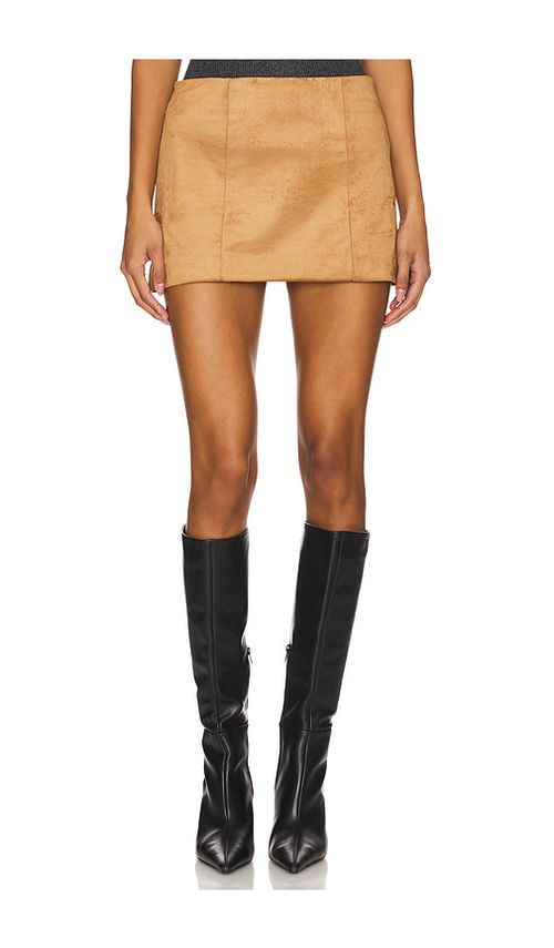 Tularosa Ginny Faux Suede Mini Skirt in Tan. - S also in XS, M