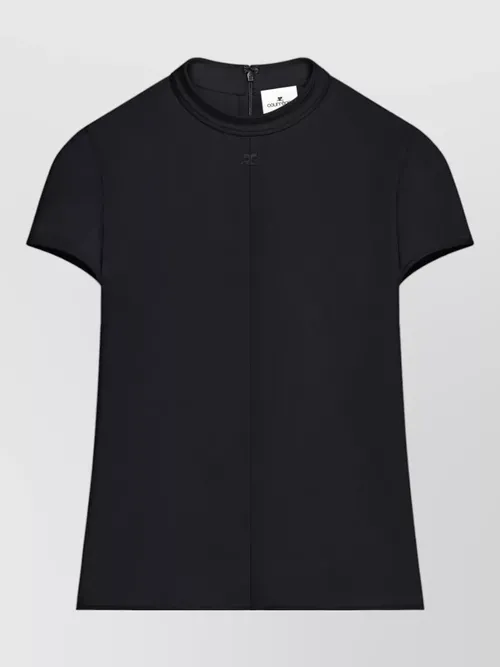 Courrèges - mock neck nylon silk short sleeve top