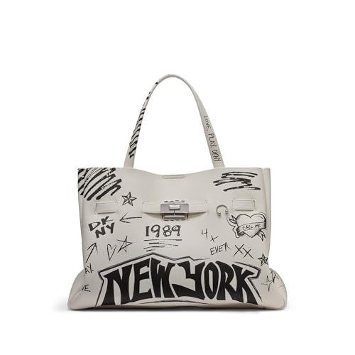 DKNY Women's Bryar Large Slouchy Tote Bag, Marshmallow, One Size