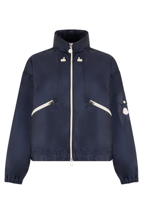 Lightweight Water-Resistant Zip Jacket with High Collar