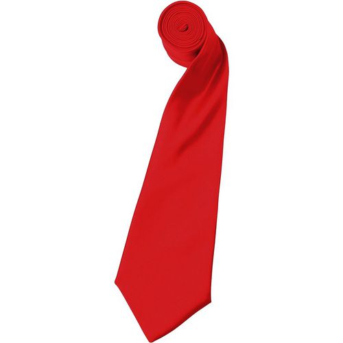 Premier Mens Plain Satin Tie (Narrow Blade) (Pack of 2) (Red) - One Size