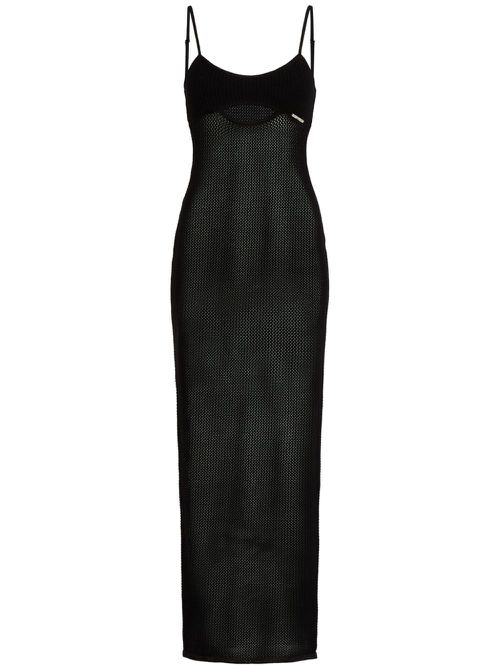 Crochet-knit maxidress - Black