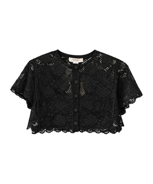 Cropped Lace Knitted Jacket