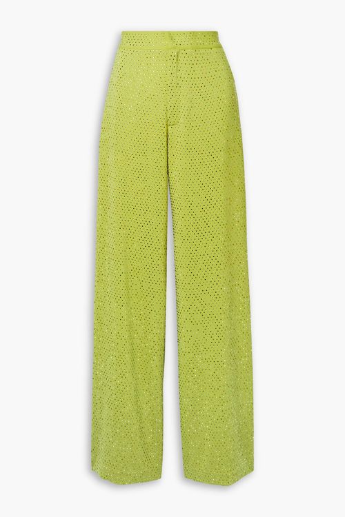 Crystal-embellished crepe wide-leg pants