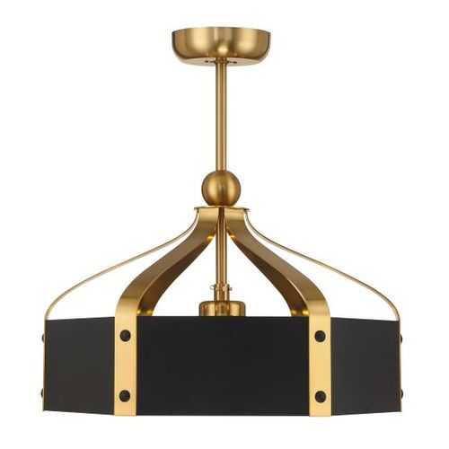 Sheffield 6-Light LED Fan D'Lier in Matte Black with Warm Brass Accent