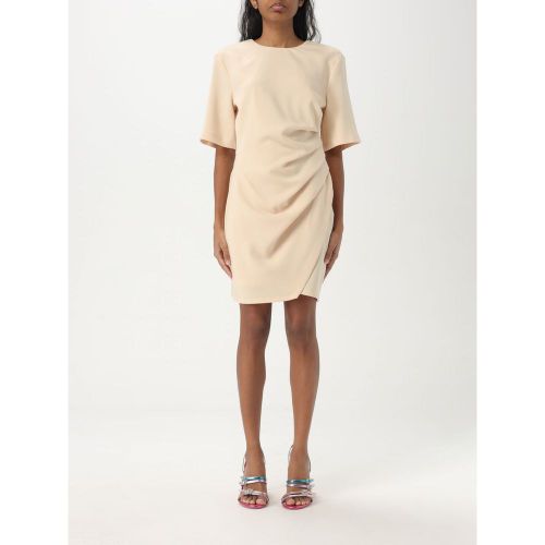 Ruched Crepe Dress — Beige