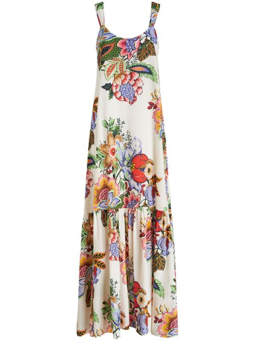 Floral-print cotton blend maxi dress - Neutrals