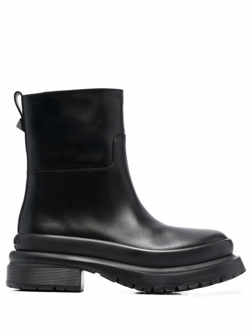 Rockstud almond-toe ankle boots - Black