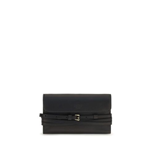 Goatskin with Buckle Wallet — Black