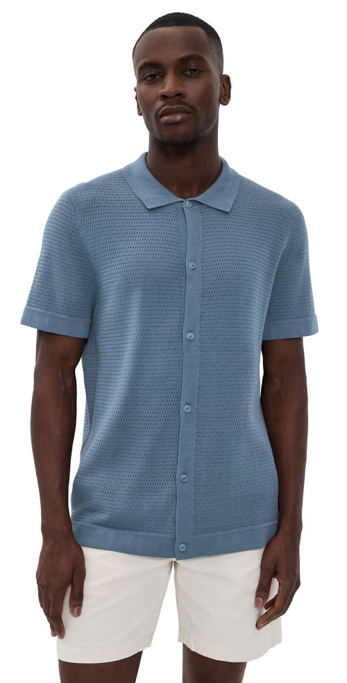Drop Needle Button Up Shirt Mist