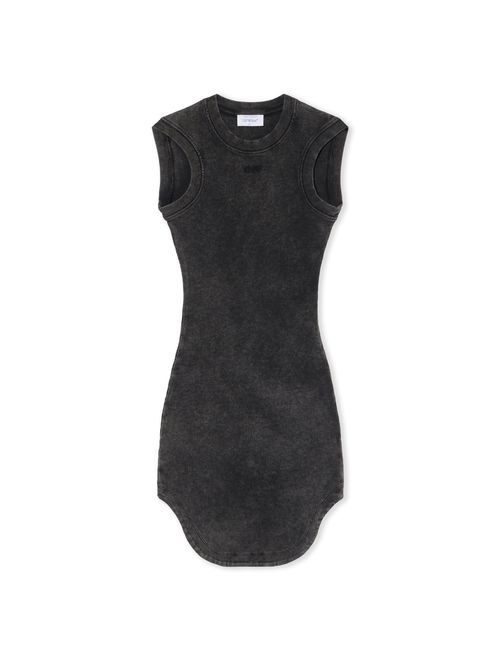 Off Stamp Ribbed Kat Mini Dress - Female Dresses Marble Black