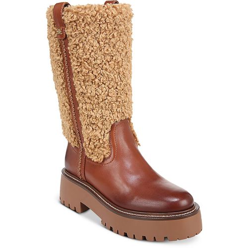 Elfie Womens Leather Platform Mid-Calf Boots