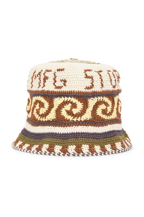Story mfg. Hand Crochet Brew Hat in Olive Spiral - Brown. a