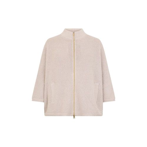 Textured Cotton-Blend Cardigan — Beige