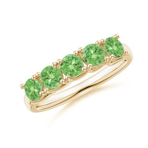 Angara 1.3 Carats Half Eternity Five Stone Tsavorite Wedding Ring in 18K Yellow Gold